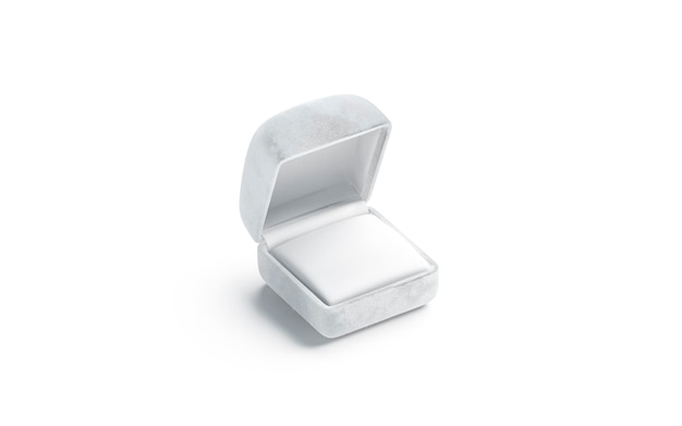 White opened ring box mockup. Velvet case with pad mock up. Pack for wedding accessory