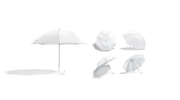 Photo white opened umbrella season gingham for rain or sun protect accessory shelter for weather