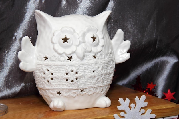 White openwork owl nightlight