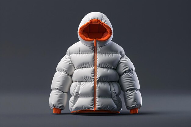 a white and orange puffy jacket