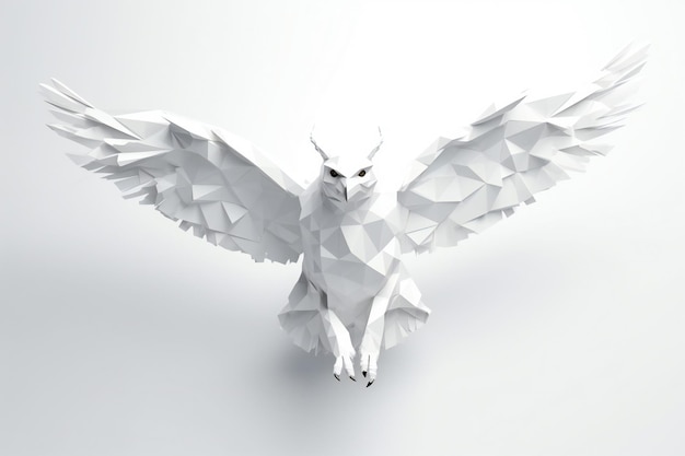 White origami bird isolated on white background