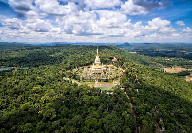 White pagoda in temple Phramahajedi Chaiyamongkol at Roi Et of Thailand