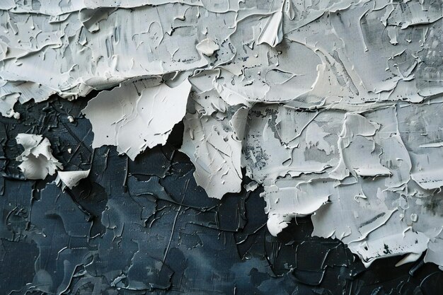 White paint peeling off on a blue wall Abstract background