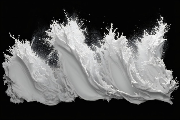 White paint splash isolated on black background