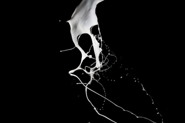 Photo white paint splash isolated on black background.