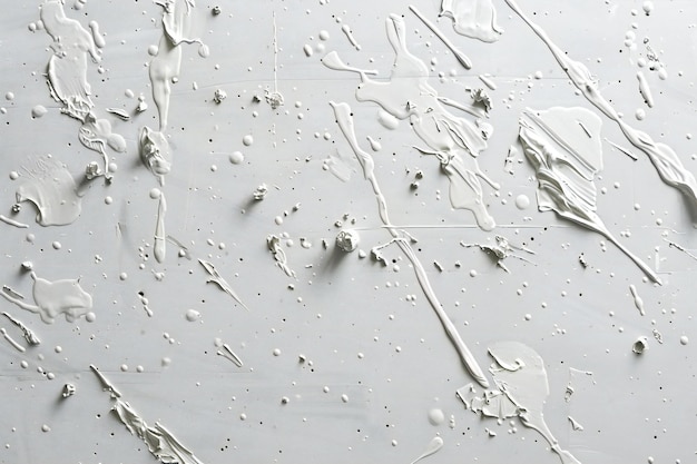 White paint splashes on a white wooden background Closeup