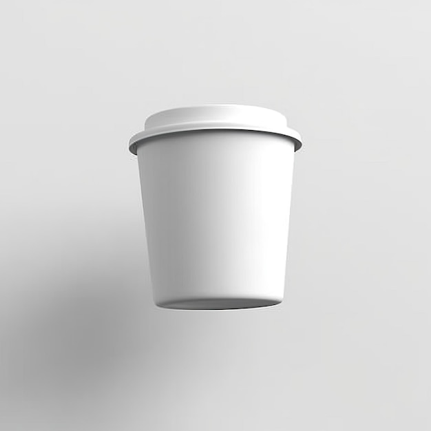 White paper Coffee Cup mockup 3d render flying and rotated in the air isolated in white background