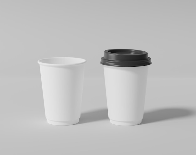 White paper coffee cup mockup Realistic round package