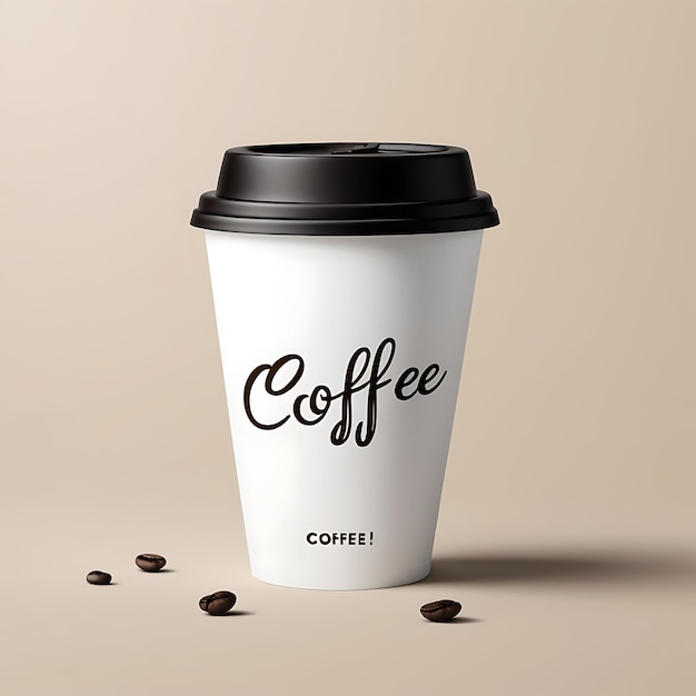 Photo a white paper coffee cup with the words coffee day written in stylish brown lettering