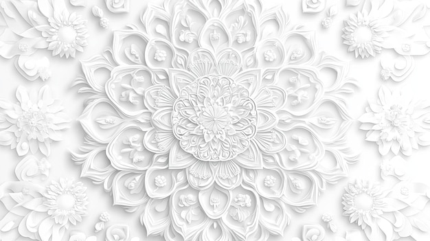 Photo white paper flowers and mandala design