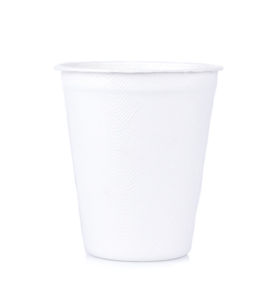 White paper glass on white background