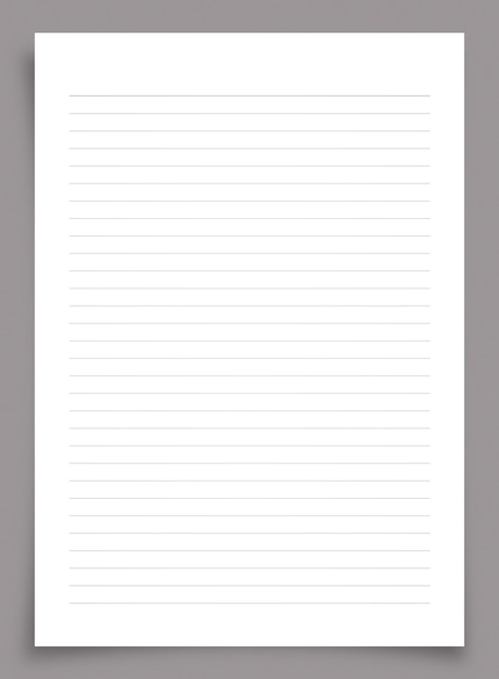 White paper sheet isolated on gray background with clipping path Close up