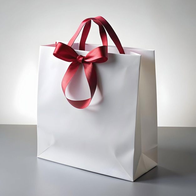 White Paper Shopping Bag Mockup with Free Space for Your Design 3d Rendering