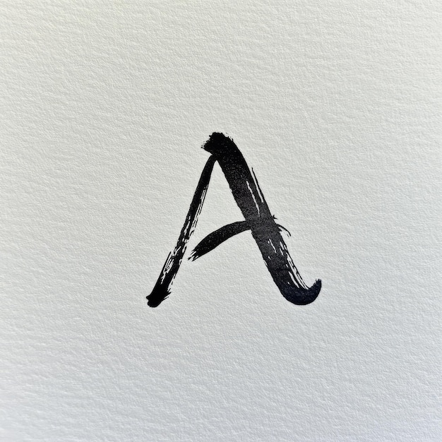 Photo a white paper with a black letter a and a black mark