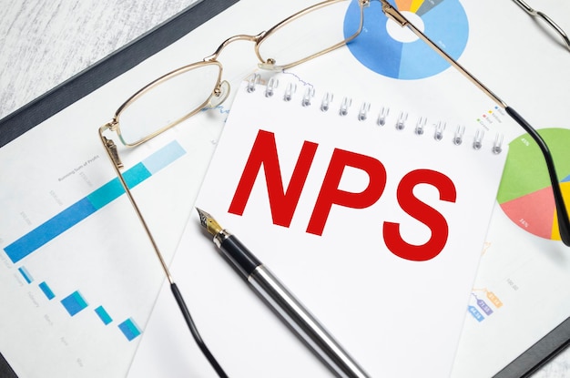 White paper with the text nps Business concept