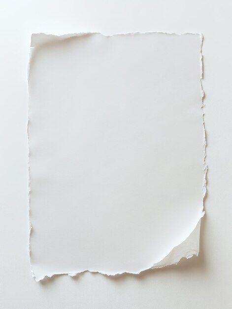 Photo a white paper with a torn edge and a white background