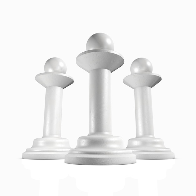 White pawns.3d render illustration. A strategic game of chess