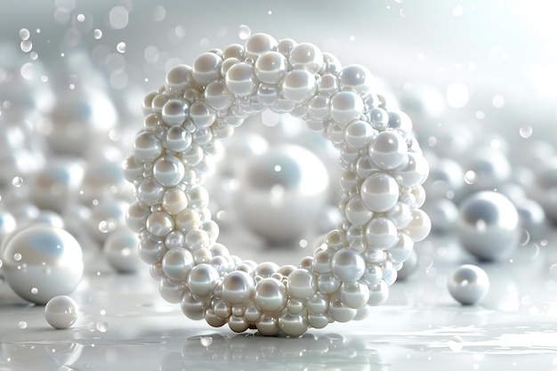 White pearls in the shape of o white background clipart