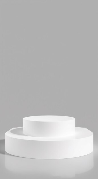 Photo white pedestal on a gray background