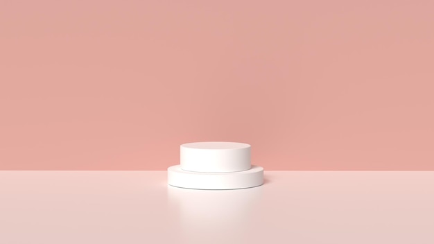 a white pedestal on a pink wall