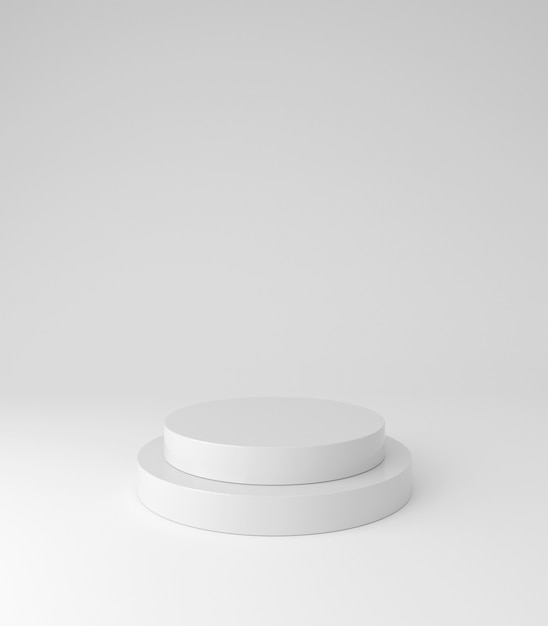 White pedestal podium, round shape, product stand, 3d rendering.