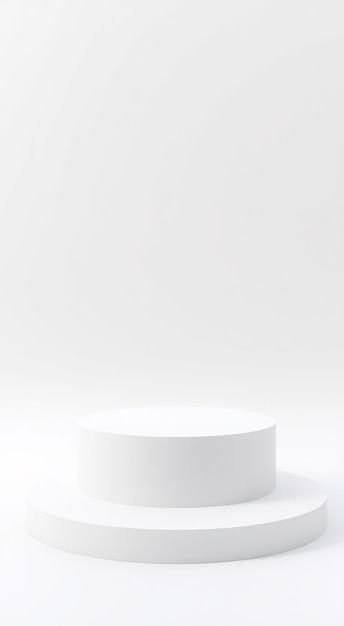 White pedestal with two levels on a white background