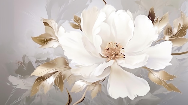 White peony floral abstract background on white background Generative AI