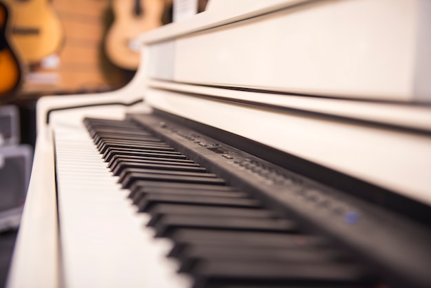 White piano close-up