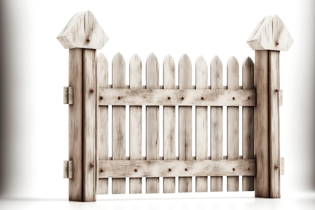 White picket fence with dark inclusions on white background