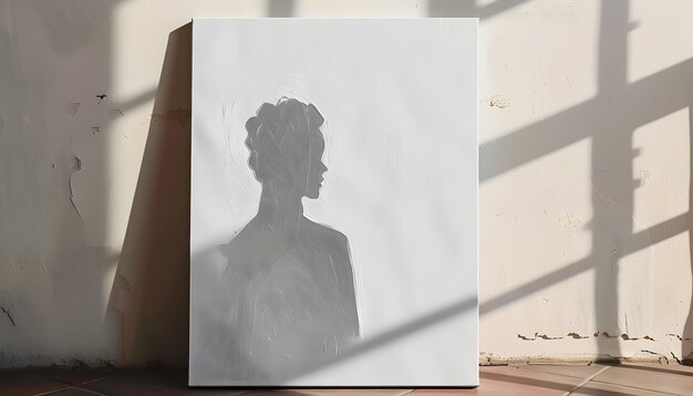 a white picture of a man and a shadow on a wall