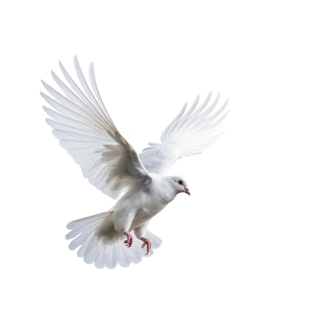 White pigeon flying isolated Illustration AI GenerativexA