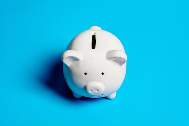 White piggy bank. - save and management concept.