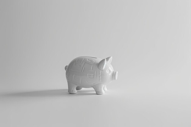 Photo white piggy bank on white background saving finance and investment concept