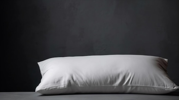 A white pillow with a white pillow case on a bed.