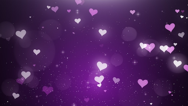 White-pink hearts on a violet background