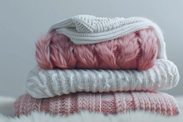 White and pink sweater stack