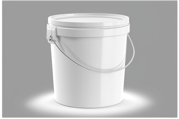 White Plactic Small Bucket On White Background Generative AI