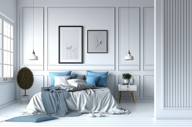 White Plank Floor Bedroom Mockup Art print and wallpaper mockups work best on empty walls