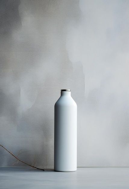 White plastic bottle on a gray background Mockup for design