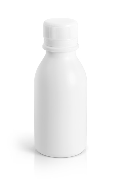 White plastic bottle for medical care product design mock-up