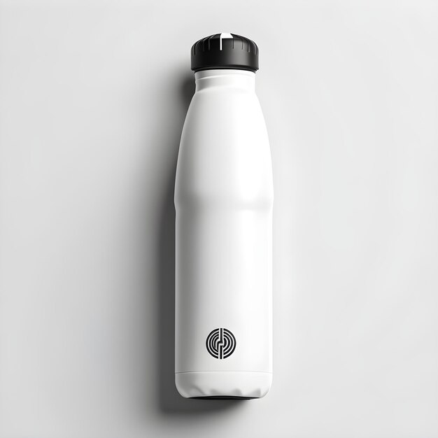 White Plastic Bottle With Black Cap Isolated On White Background 3D Rendering