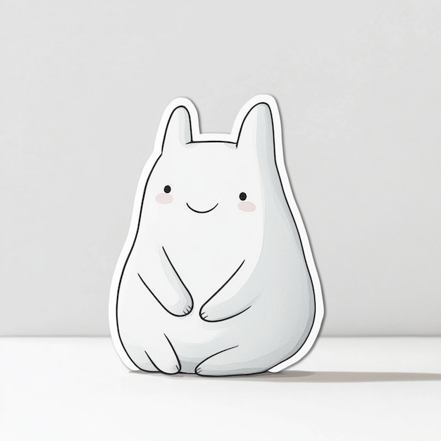 Photo a white plastic sculpture of a white rabbit with a face on it