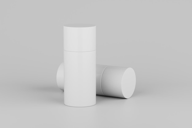 White Plastic Spray Deodorant Multiple Floating Bottle Mockup 3D Rendering