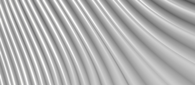 White plastic wave parallel lines background Wave of a bent curve 3d illustration