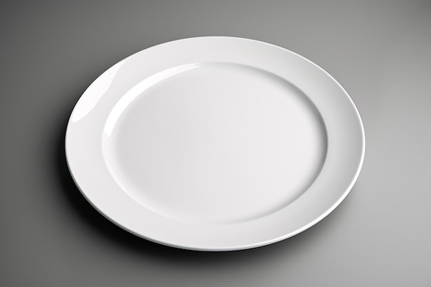 a white plate on a gray surface