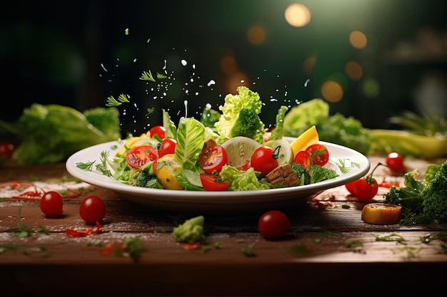 White Plate Holds Fresh Salad Ingredients