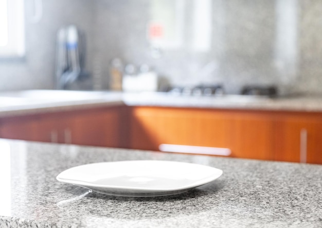 White plate on kitchen table