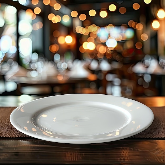 a white plate on a table with a placemat that says quot no one is on it quot