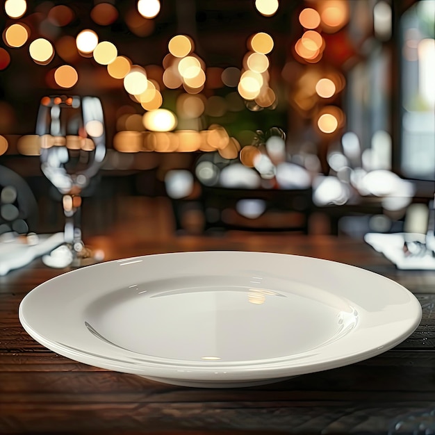 a white plate on a table with a white plate on it