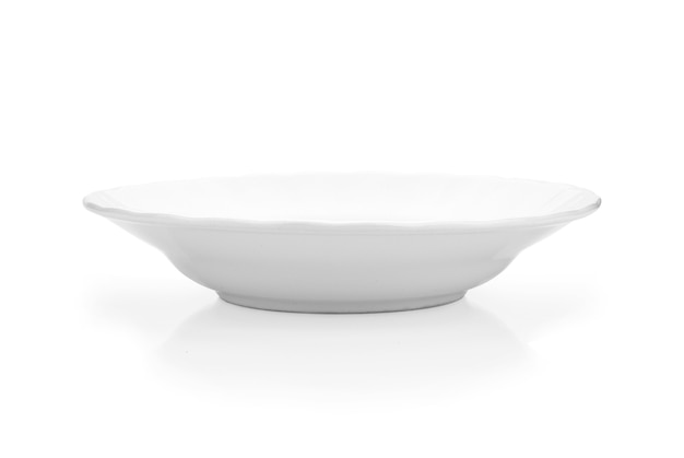 White plate on white background